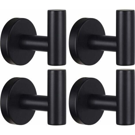 Crochet Porte-Serviettes Murale Salle de Bain - Support en Acier Inoxydable SUS 304 Noir Mat - Pour Serviette, Peignoir et Vêtements