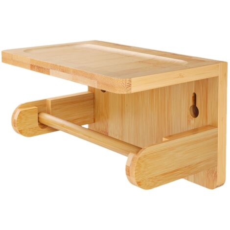 Dérouleur Porte Papier Toilette avec étagère - Tablette en Bois et