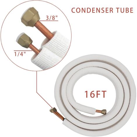Kit Tuyaux Cuivre Climatiseur 1/4 3/8 5m Avec Raccords Et Support - Installation Complet