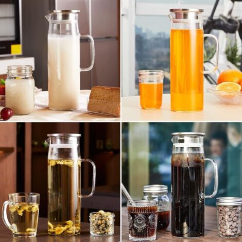 Bouteille D'eau En Verre Borosilicate Joyan – 1 Litre, Couvercle 2 Modes, Portable, Passe Au Lave-vaisselle