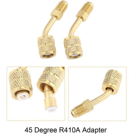 Lot 2 Adaptateurs R410A 5/16 Femelle Vers 1/4 Mâle SAE Pivots 45° - Pour Mini Split Et Climatisation