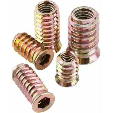 10 écrous D'insertion En Laiton 1/4-20 - 6x8 Mm - Pour Fixations Solides Dans Le Bois Ou Le Plastique