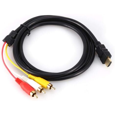 Câble HDMI vers RCA - 1,4 M HD 1080P HDMI mâle vers 3 RCA AV Audio Video Converter Cable Cord Adapter (1/4)