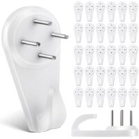 Lot De 25 Supports Muraux Sans Traces, Pour Cadres Et Crochets Invisibles, Adaptés Aux Photos Non Percées (dimensions 20 X 40 Mm