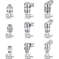 YIXISI Kit 120 Pièces Graisseurs M6/M8/M10 – Droit, 45°, 90° + Bouchons, Pour Machines, Auto, Moto & Agricole
