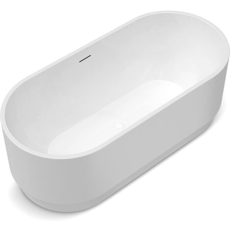 Baignoire - Baignoire Autoportante Solano - 1600x745x600 mm - Blanc Brillant - Design Moderne - Confortable et Facile à Entretenir - avec Bonde Clic-Clac Dorée (1/5)