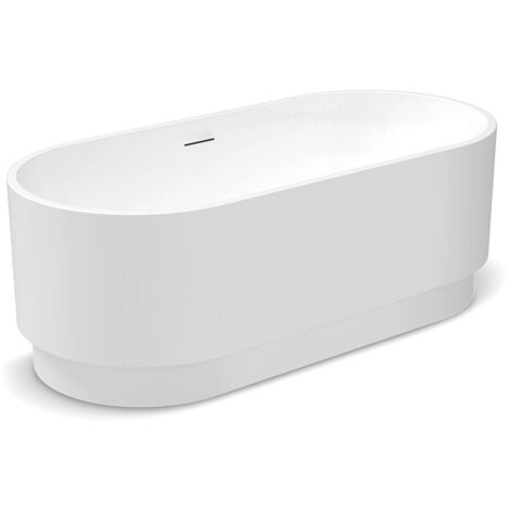 Baignoire - Baignoire autoportante Solano - 160x74,5x60 cm - Blanc brillant - Design moderne - avec siphon et trop-plein (1/5)