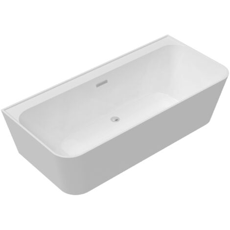 Baignoire Emma 2.0 - 160x75 cm - Blanc brillant - Fixée au mur - Peu encombrante et élégante (1/5)