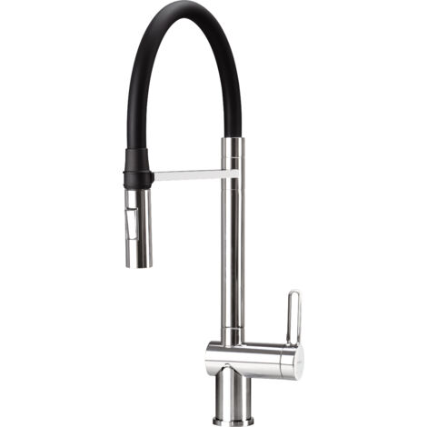 Deante  Robinet de cuisine - Flexible + Chromé/Noir - Design moderne - Deux types de jet (1/3)