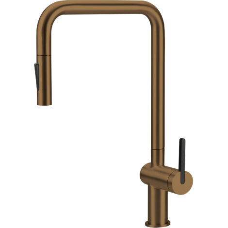 Deante Robinet de cuisine MOMI - Bronze brossé - Design élégant - Douchette extractible et aérateur (1/5)