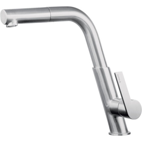 Deante Robinet de cuisine Silia - Acier brossé - Ergonomique - Tête rotative et extractible (1/3)