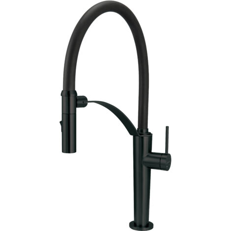 Deante Robinet de cuisine Corda - Noir mat - Flexible, Design moderne, Double fonction (1/4)