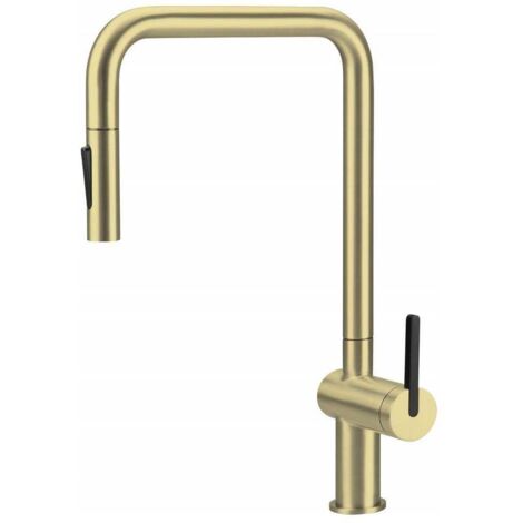 Deante Robinet de cuisine MOMI - Or mat - Design moderne - Fonctionnalité pratique (1/2)