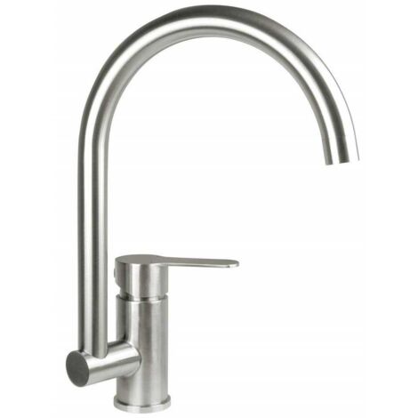 Deante Robinet de cuisine Lupo - Acier inoxydable brossé - Design moderne - Aérateur et rotatif (1/2)