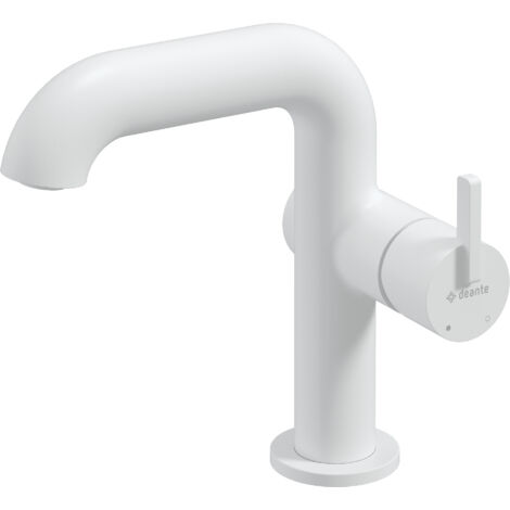 Deante Robinet de lavabo Sila - Blanc mat - Design épuré - Facilité d'entretien - Fonctionnalité élevée (1/2)