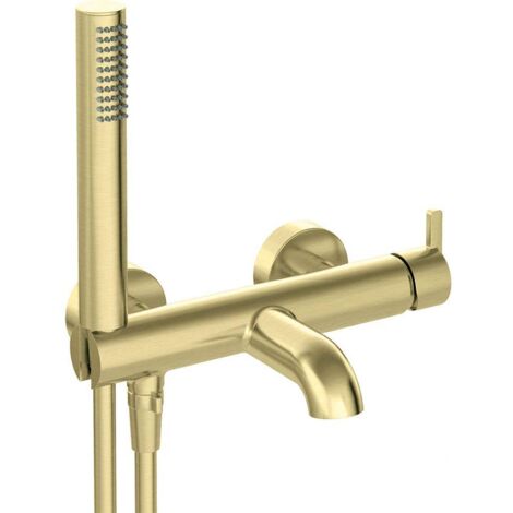 Deante Robinet de baignoire avec douchette - Doré brossé - Design élégant - Matériaux durables (1/2)