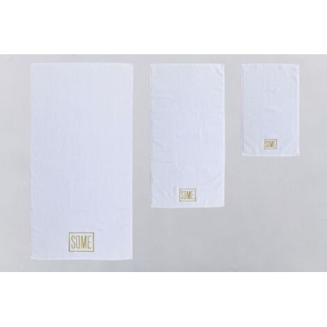 SOME Ensemble de serviettes 3 pcs blanc 800 g/m² 100% coton - 30x50cm + 50X100cm + 70X140cm (1/3)