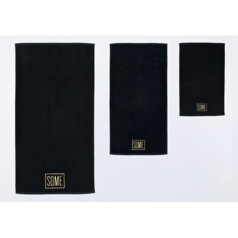 SOME Ensemble de serviettes 3 pcs noir 800 g/m² 100% coton - 30x50cm + 50X100cm + 70X140cm (1/3)