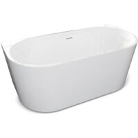 Baignoire EMMA - 1700x800x580 mm - Blanc brillant - Acrylique de haute qualité - Confortable et élégante – avec clic-clac blanc tapis