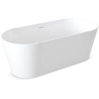 Baignoire - Baignoire Autoportante DM938-1600T - 1590x740x560 mm - Blanc Brillant - Design Moderne - Haute Qualité - avec Bonde Click-Clack Blanc tapis