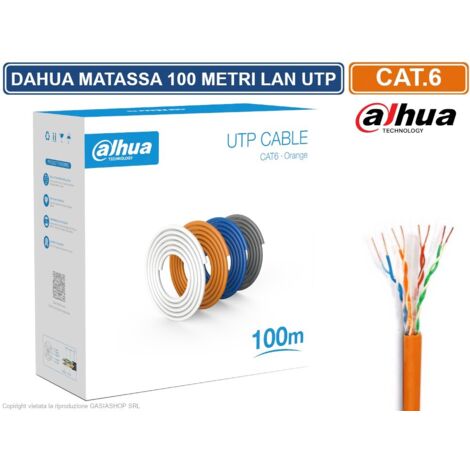 MATASSA BOBINA DAHUA CAVO RETE 100 METRI ETHERNET UTP CAT 6 4X2 AWG 24 LAN RJ45