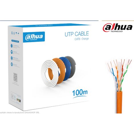 Dahua Cavi per Telefono e Rete Internet DH-PFM922I-6UN-C-100 Bianco Cavo di Rete Ethernet LAN Cat6 UTP Bobina 100m per Cablaggio Rete Internet Pc