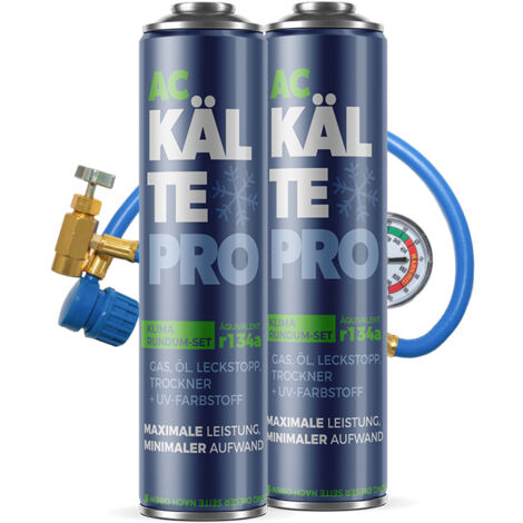 FROSTMEISTER  Kit Climatisation R134A - 2x 500 ml - Complet avec Huile et Accessoires - Facile  Utiliser