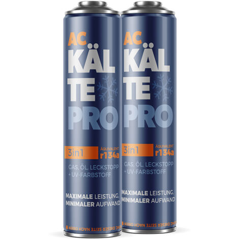FROSTMEISTER  Gaz Climatisation R134A - 2x 500 ml - Efficace - Avec Huile et Étanchéité