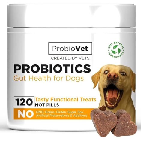 Probiotique Chien en bouchées tendres – Soutien de la santé intestinale, de la Digestion et de l’immunité Naturelle – complément Savoureux pour Un microbiome équilibré - 120 Pièces