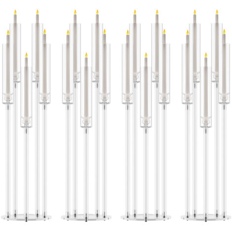Bougeoirs électroniques, bougeoirs de mariage, centres de table 4 bougies, blanc. (1/5)