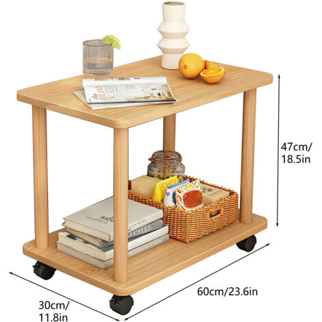 Lot de 2 tables basses - Table d'appoint carrée avec étagère diagonale