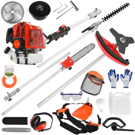 Tondeuse à gazon à essence 5 en 1, taille-haie, moteur 2 temps, 52 cc, avec outils de sécurité assortis. (1/5)