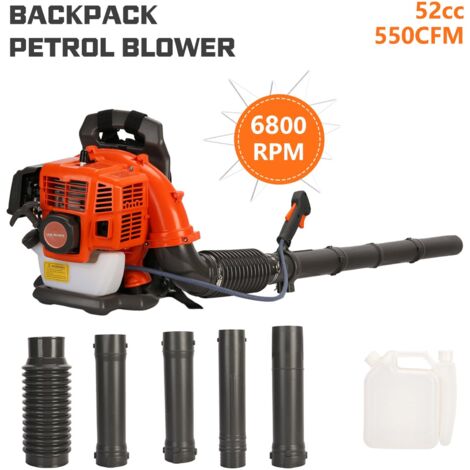 FIANAO Souffleur thermique à dos - 1250W - ABS et métal - 550CFM - 6800r/min - ORANGE