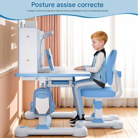 Ensemble Bureau + Chaise Enfant Réglable Rose - Table Étude Avec Tiroir Et Étagère Livres - Hauteur Ajustable Pour Fille Garçon - Design Ergonomique