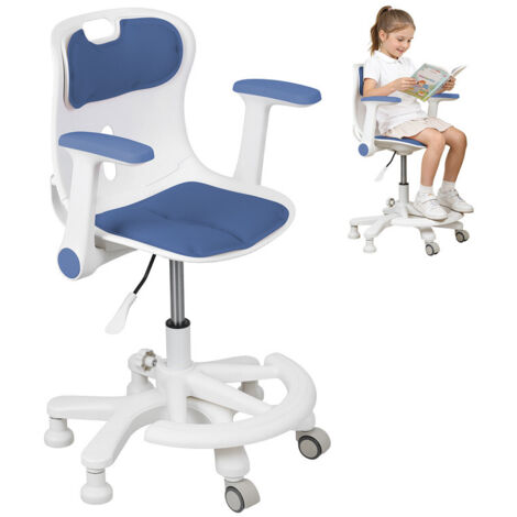 FIANAO - Chaise d'étude pour enfants - Design ergonomique, accoudoirs réglables, repose-pieds, hauteur d'assise réglable, rotation à 360 degrés, bleue (1/5)