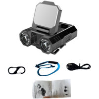 Lampe frontale LED rechargeable puissante, 3 couleurs et 5 modes, pour la pêche et le camping.