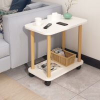Table d'appoint mobile, table basse de salon, étagère ouverte à deux niveaux, capacité de charge de 150 lb, 60×30×47 cm.