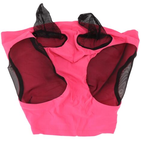 Eosnow Horse Mesh Fly Maske Atmungsaktives elastisches Gesicht mit Ohrenschutz Reiten Reitreiten Reitausrüstung Rose rot