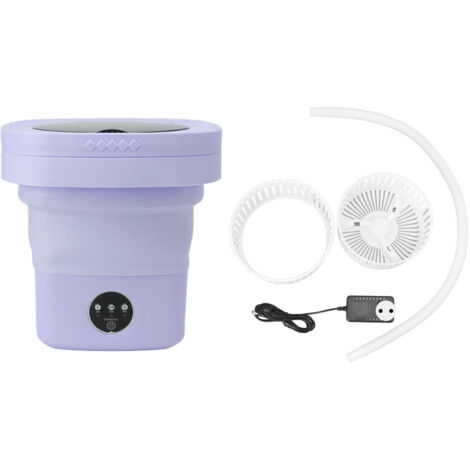 Eosnow 6.5L Waschmaschine Falten tragbare automatische tiefe Reinigungswäsche und Spin -Trockenscheibe mit Wasserrohr 100‑240V Purpur EU -Stecker (1/5)