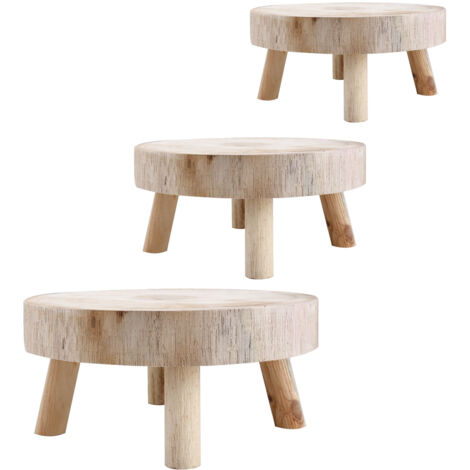 Eosnow Blumentopfständer aus Holz, hoher Hocker, Blumenständer, Aufbewahrungs-Blumentopfständer, Massivholzfarbe 4 x 9 cm, Beinhöhe 6 cm
