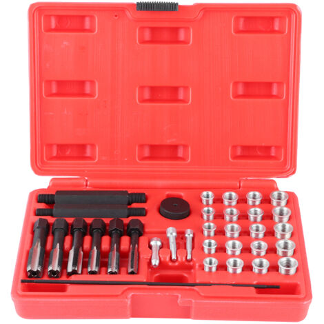 Eosnow 33-teiliges Glühkerzen-Gewinde-Reparatur-Set, Gewindebohrer-Einsatz-Treiber-Führungsstift, Gewinde-Einsatz-Werkzeug-Set (1/5)