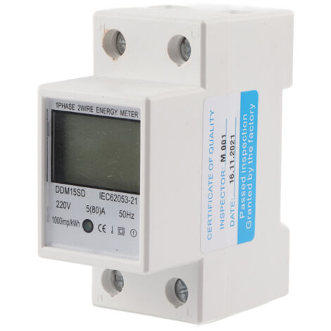 Eosnow Kleine Größe Digital Energiemeter, Leichtgewicht Gutes Zuverlässigkeit LCD Hintergrundbeleuchtung 35mm DIN -Schienenmontage für Heimstandards von EN50022 (1/5)