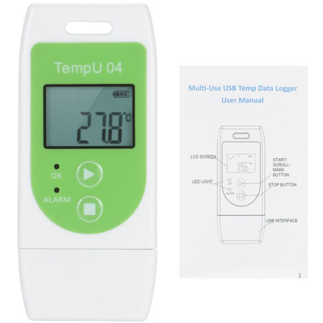 Eosnow Data Logger Multi-Use-USB-Temperatur Datalogger Wiederverwendbarer Temporrecorder mit 32.000 Datensatzkapazität