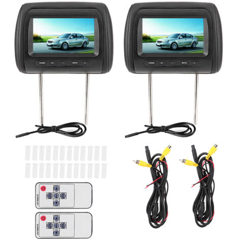 Eosnow 2 Stück 7 Zoll kabellose Steuerung, verstellbare Kopfstütze, LCD-Videomonitor, MP5-Display, Schwarz