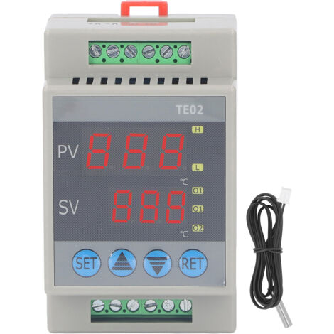 DIN-Schienen-Thermostat Mit Digitalanzeige – AC90–260V, 7A, Zweistufiger Ausgang, Weißes Metallgehäuse, Inkl. Sensor