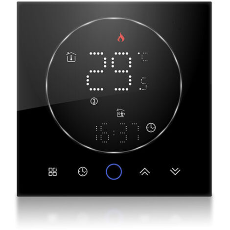 Eosnow Kabelloser intelligenter Thermostat für zu Hause, präziser programmierbarer Wandkessel, AC95-240 V, quadratisch, Schwarz