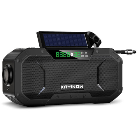 Notfall Solar Handkurbel Radio 5000mAh Power Bank Ladegerät Blitzlicht Outdoor Camping Survival Radio,Schwarz