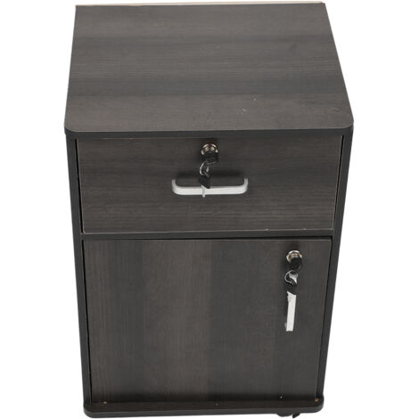 Eosnow Schedario mobile con cassetti multipli, robusto sotto la scrivania, con rotelle e serrature, per casa e ufficio, colore noce (1/5)