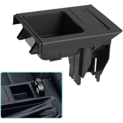 Eosnow Portabicchieri per console centrale anteriore per auto + vassoio portamonete per BMW Serie 3 E46 1998-2004 Nero (1/5)