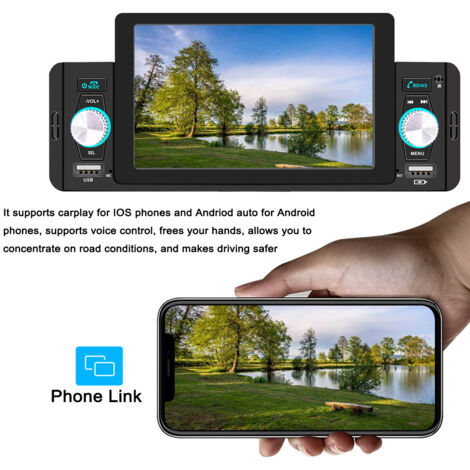 Eosnow Player stereo auto da 5 pollici MP5 Player BT FM RECEVIORE RADIO con CarPlay Android Auto Supporto a mani libere a manifesta (1/5)